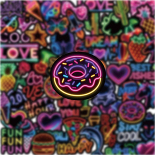 霓虹灯贴纸124张个性创意手机手账行李箱笔记本电脑吉他头盔装饰