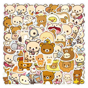 轻松熊和熊妹贴纸204张可爱摩托车吉他手帐手机壳笔记本电脑DIY