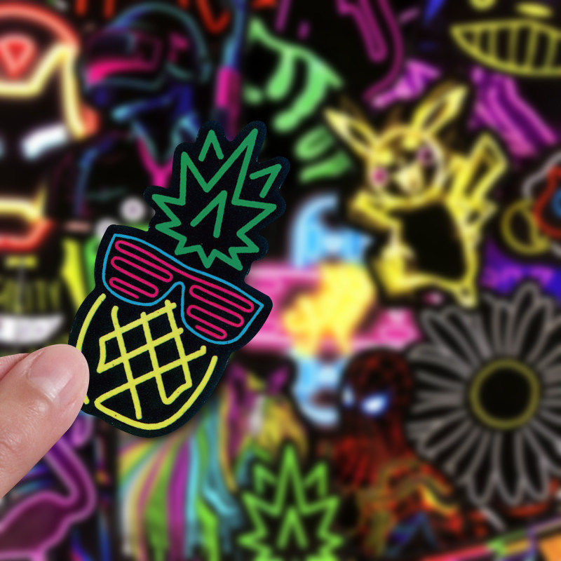 手帐贴纸原宿手机ins风霓虹灯100张复古DIY笔记本电脑装饰防