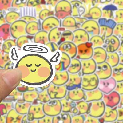 手帐手机贴纸小黄脸EMOJI160张表