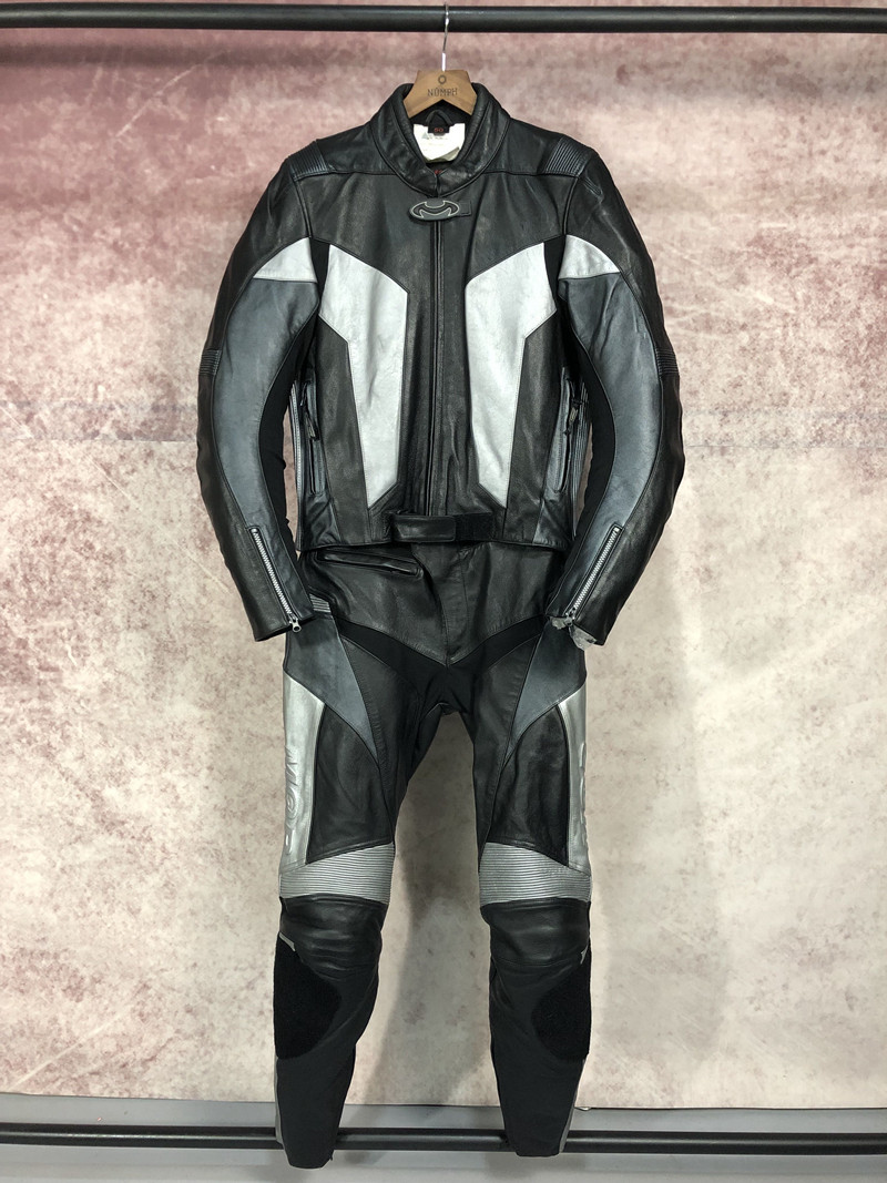 50码工厂开发样品真皮牛皮机车摩托车重机皮衣男连体骑行服护具