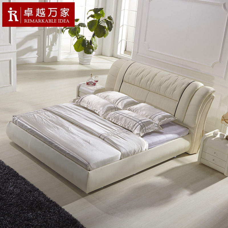品牌 双人床 真皮床 家具 1.5 1.8米 特价 现代 软体床 皮艺软床