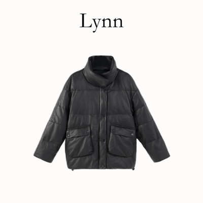 绵羊皮羽绒服女款小个子工装外套