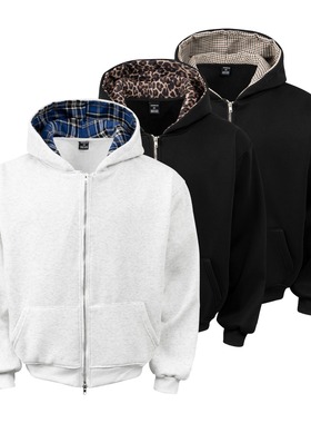 A234自家图加绒加厚千鸟格蓝格子豹纹红色藏青M到3XLP52