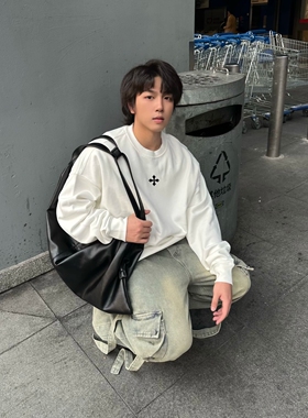 ESSENTLAIS FOGESS2025圆领卫衣男女美式十字架压胶潮牌高街秋冬