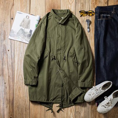 2025春季美式工装复古休闲派克服风衣男宽松大码胖子大衣外套