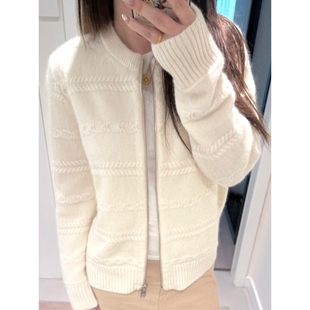 韩系白色毛衣外穿女冬季小个子慵懒高级感宽松加厚针织开衫短外套