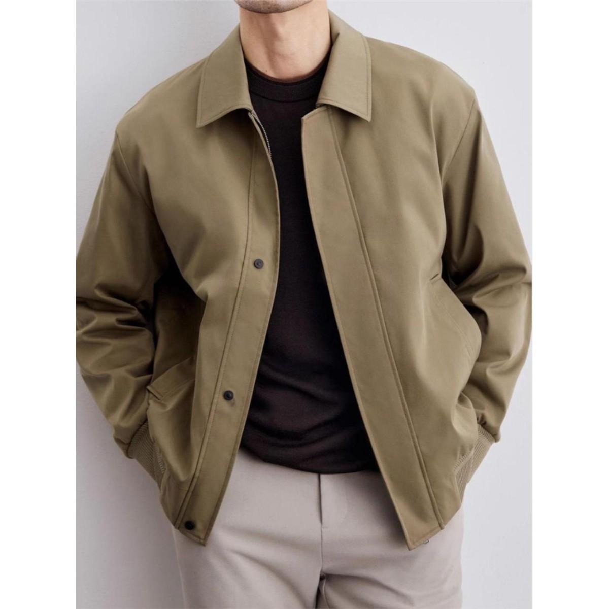 男装2025春秋轻奢夹克男士百搭上衣商务休闲翻领老钱风高级感外套