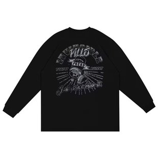 圆领卫衣男春秋季新款潮牌2026美式复古男装打底上衣宽松百搭T恤