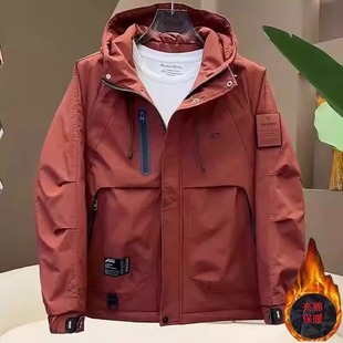 夹棉冲锋衣加厚保暖夹克棉衣 潮牌宽松工装 连帽棉服外套男冬季 时尚