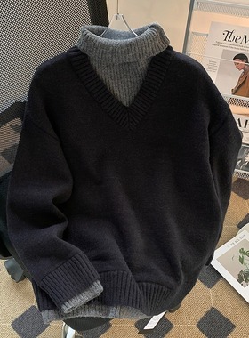 P58自家图MY48可翻高领柔软北极绒毛衣 黑色 灰色M到2XL