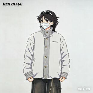 冬季宽松显瘦百搭针织拼接立领棉服上衣男女同款情侣棉衣