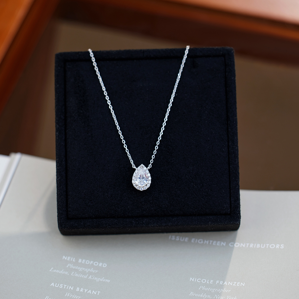 精工品质超闪5A高碳钻水滴轻奢气质S925纯银项链锁骨高级感轻奢女