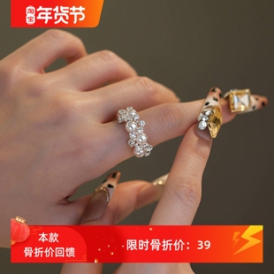 爆闪绝美！赛赛莉安小众设计高级感猫爪施家珍珠戒指网红气质个性