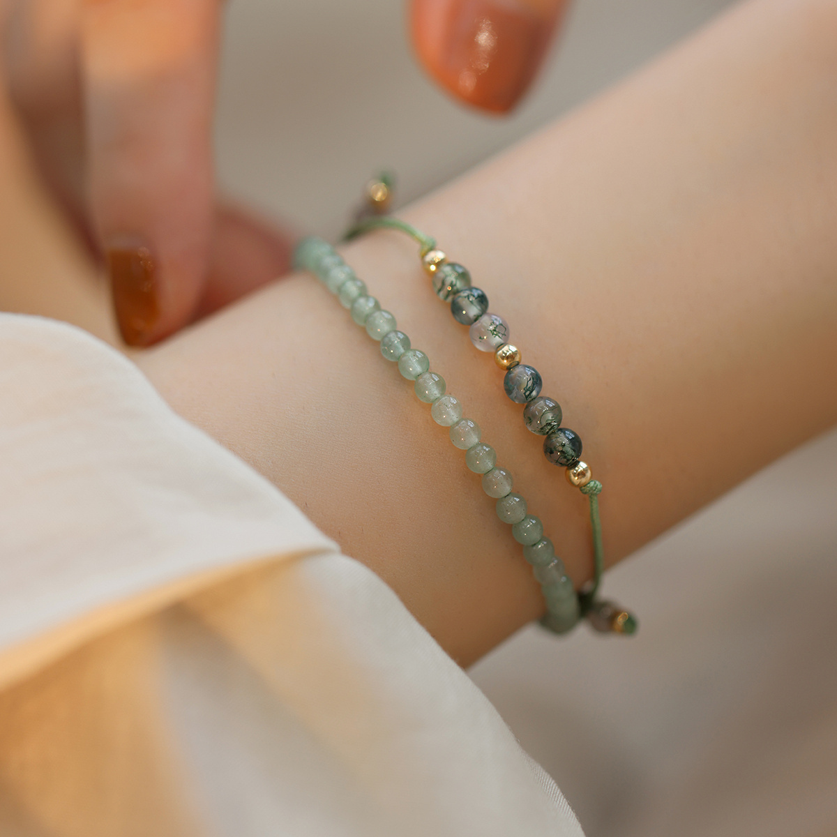 赛赛莉安水草玛瑙葡萄石叠戴手链