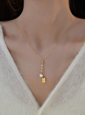 天然珍珠转运牌可调节毛衣链