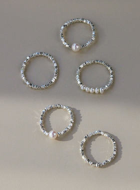 赛赛莉安闪耀碎银子s925纯银天然珍珠戒指环ins小众设计轻奢高级