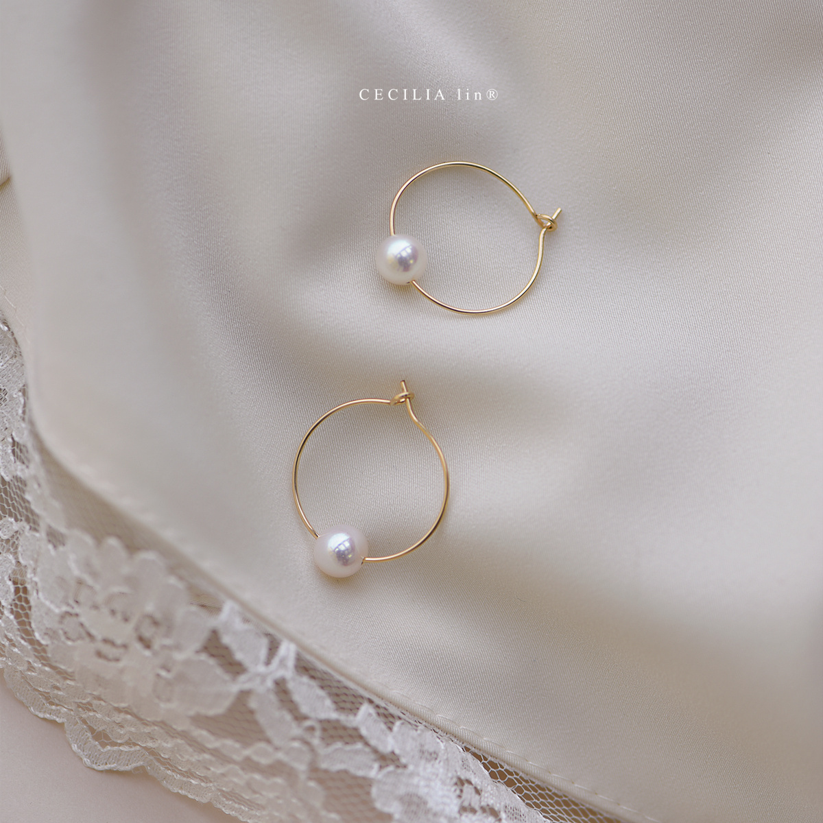 赛赛莉安简约气质耳圈珍珠耳环
