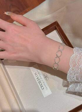 赛赛莉安S925纯银碎银子幸运手链小众设计ins简约气质百搭叠戴女