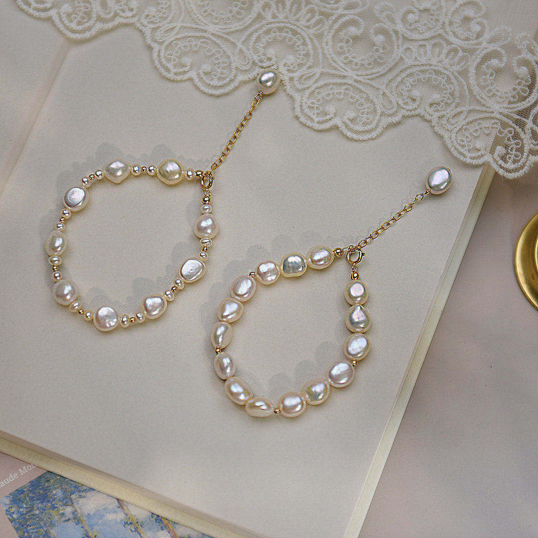 巴洛克异形天然珍珠手链14K包金小众ins高级感复古法式冷淡风手串