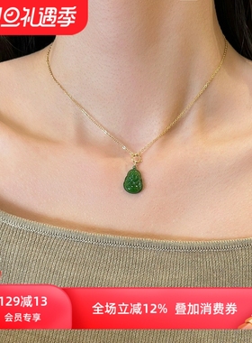 限量！高品质和田玉碧玉小佛公14K包金项链轻奢气质高级感新中式