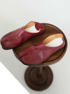 InkingPot彭姐 平底猪蹄单鞋 女穆勒鞋 英伦风软糯羊皮复古分趾鞋