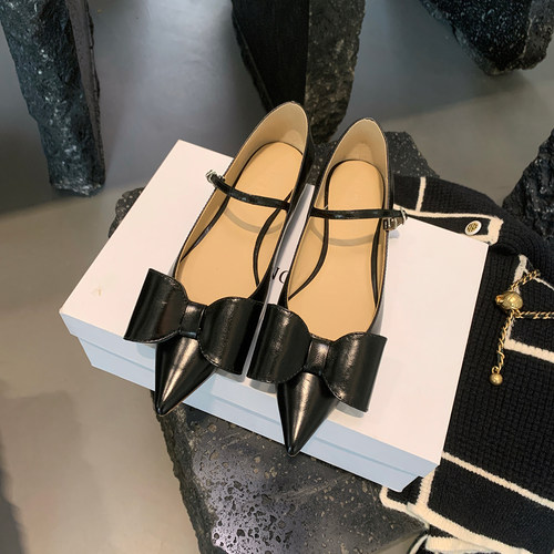 InkingPot尖头蝴蝶结玛丽珍单鞋