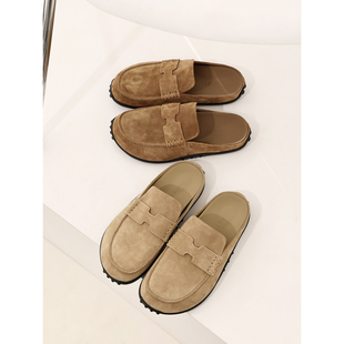 女外穿一脚蹬懒人舒适穆勒鞋 真皮勃肯包头半拖鞋 InkingPot彭姐