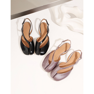 InkingPot彭姐 tabi分趾猪蹄单鞋平底真皮玛丽珍包头凉鞋2026春夏