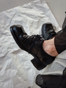 InkingPot彭姐 女轻便软糯小皮鞋 秋季 高端水洗马皮方头系带乐福鞋