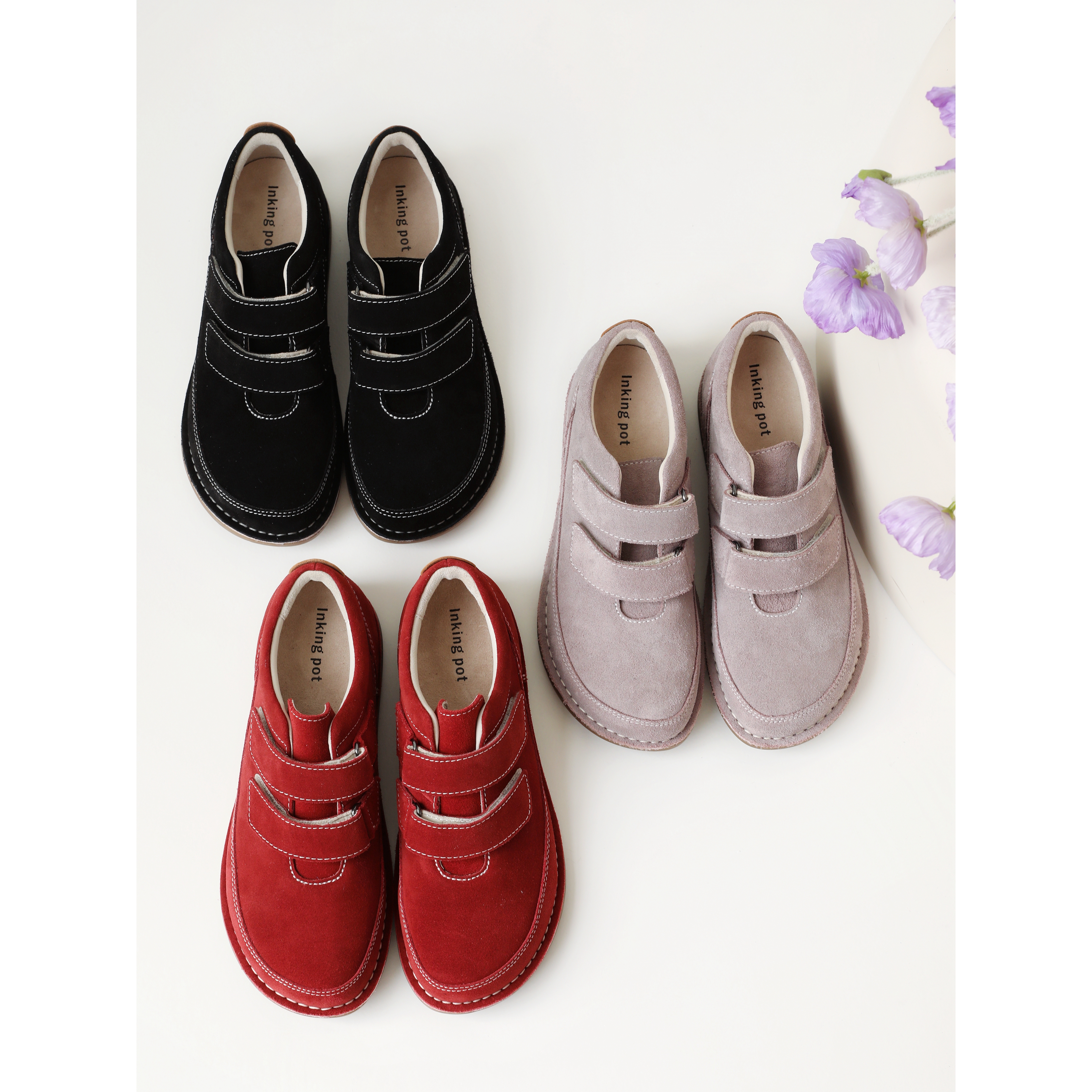 彭姐小众魔术贴勃肯鞋春夏真皮