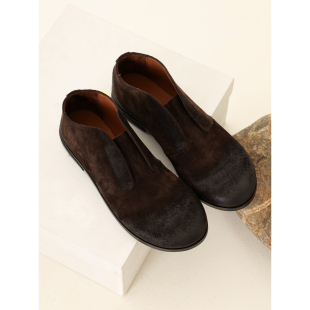 InkingPot彭姐 舒适牛绒乐福鞋 女单鞋 复古手工擦色做旧平底德比鞋