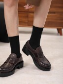 InkingPot彭姐 粗跟胎水牛乐厚底皮鞋 英伦风单鞋 里外全马皮乐福鞋