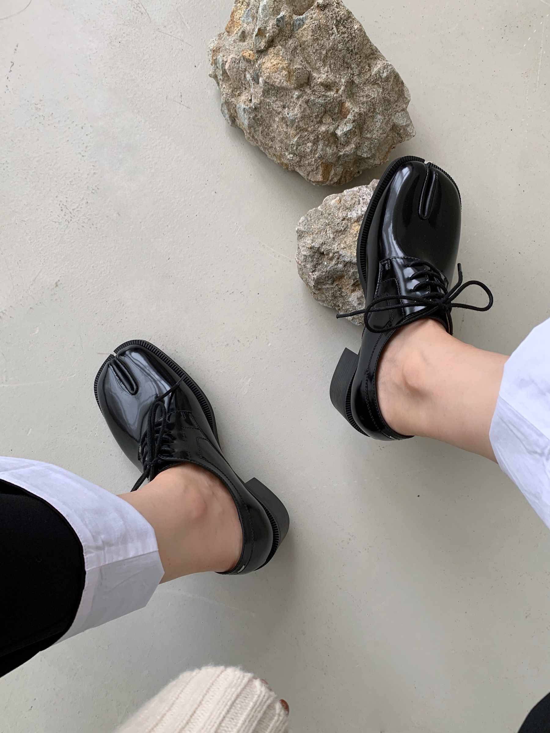 InkingPot复古分趾皮鞋猪蹄鞋