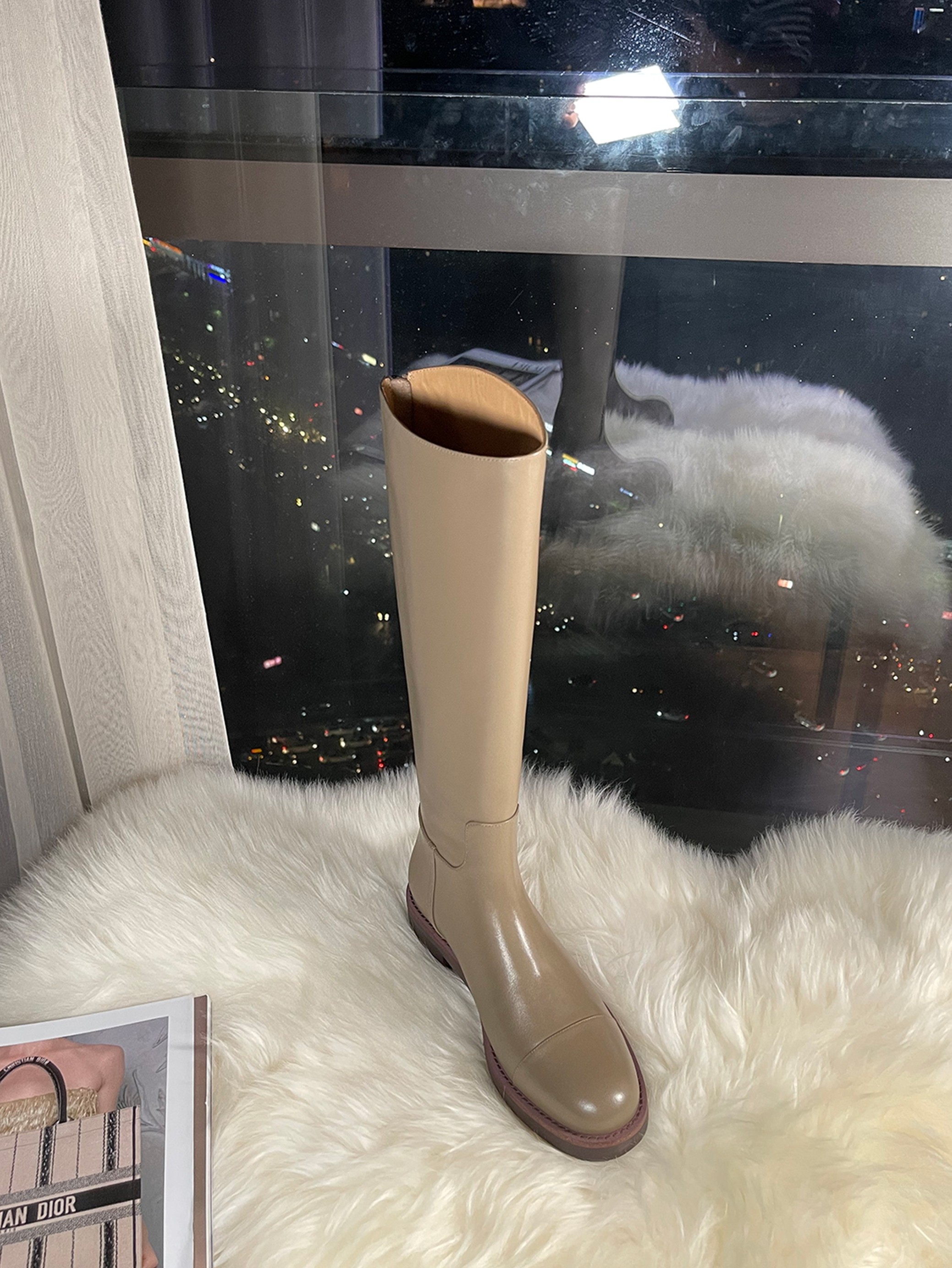 小香长筒靴女不过膝真皮骑士靴