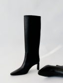 InkingPot彭姐 气质尖头显瘦长靴女真皮细跟高及膝靴瘦瘦直筒靴