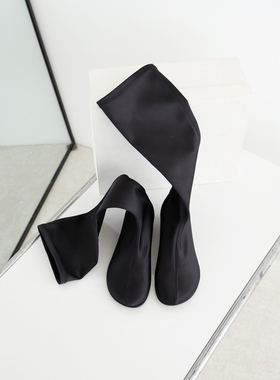 InkingPot彭姐 复古平底弹力靴女包腿瘦瘦靴高筒鸭嘴形扁头靴袜靴