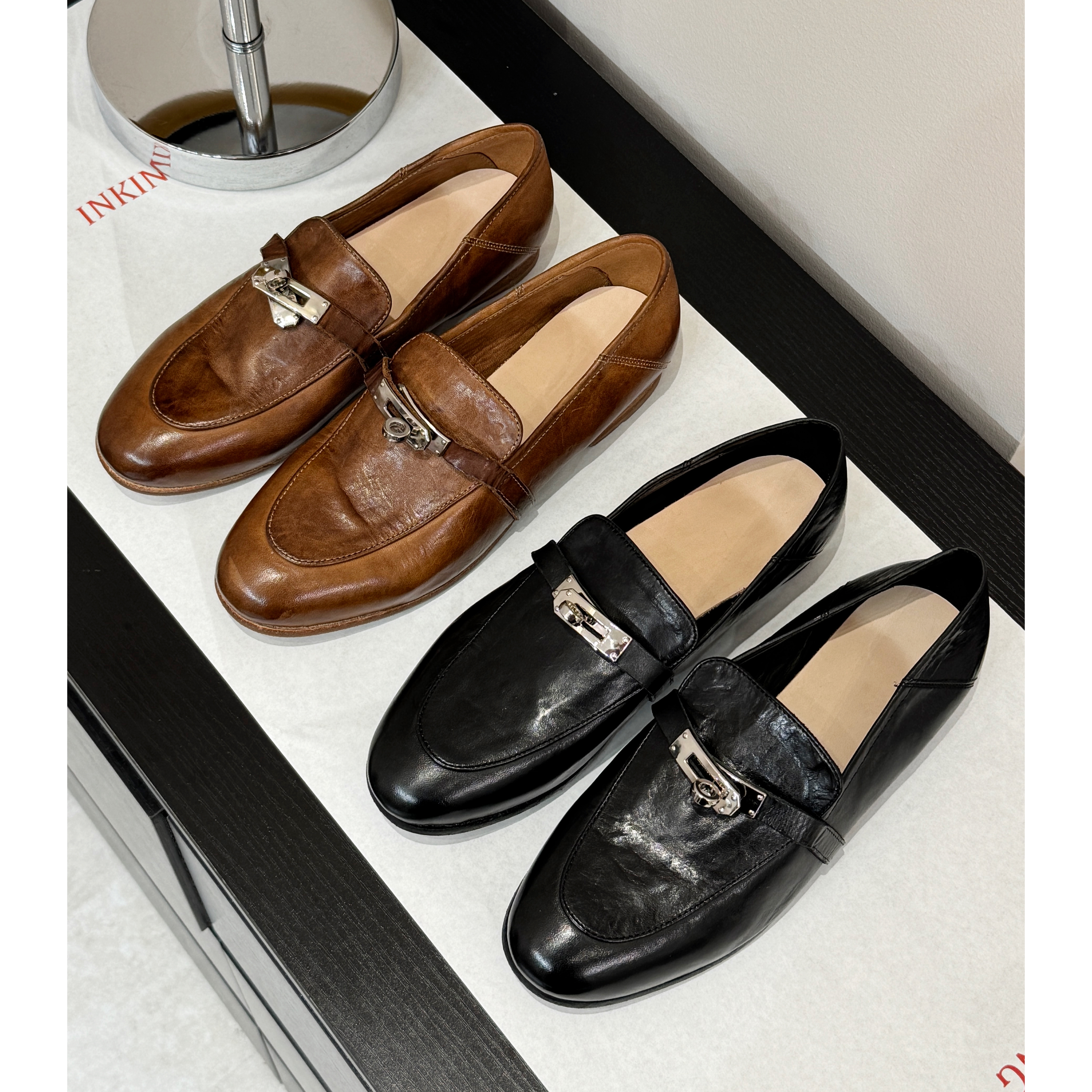 复古DG锁扣圆头乐福鞋女