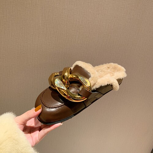 InkingPot皮毛一体大链条拖鞋