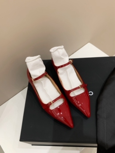 InkingPot彭姐 玛丽珍鞋 气质尖头钻扣一字带低跟浅口单鞋 女 法式