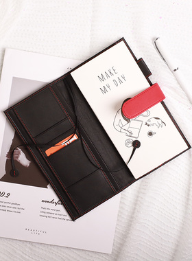 台湾进口牛皮手账A6真皮定页记事本便携weeks书衣送本芯免费印