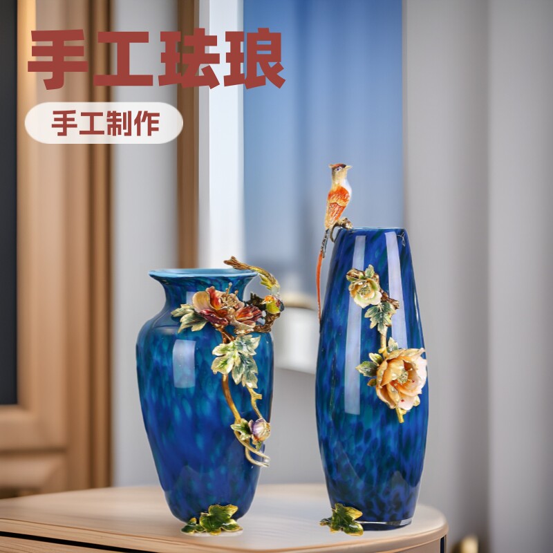珐琅彩花瓶摆件欧式玄关电视柜