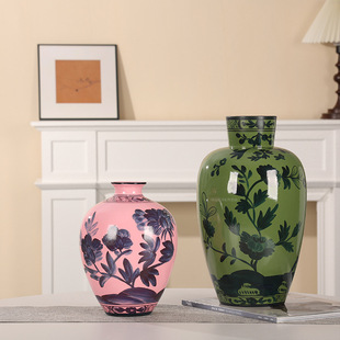 意式东方水墨陶瓷花瓶创意家居玄关摆件陶瓷桌面花瓶卧室客厅摆件