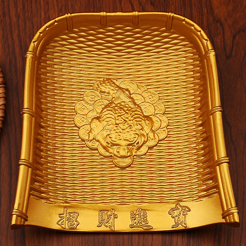 纯黄铜金簸箕摆件乔迁之喜装饰新居布置礼物结婚搬家入宅仪式用品