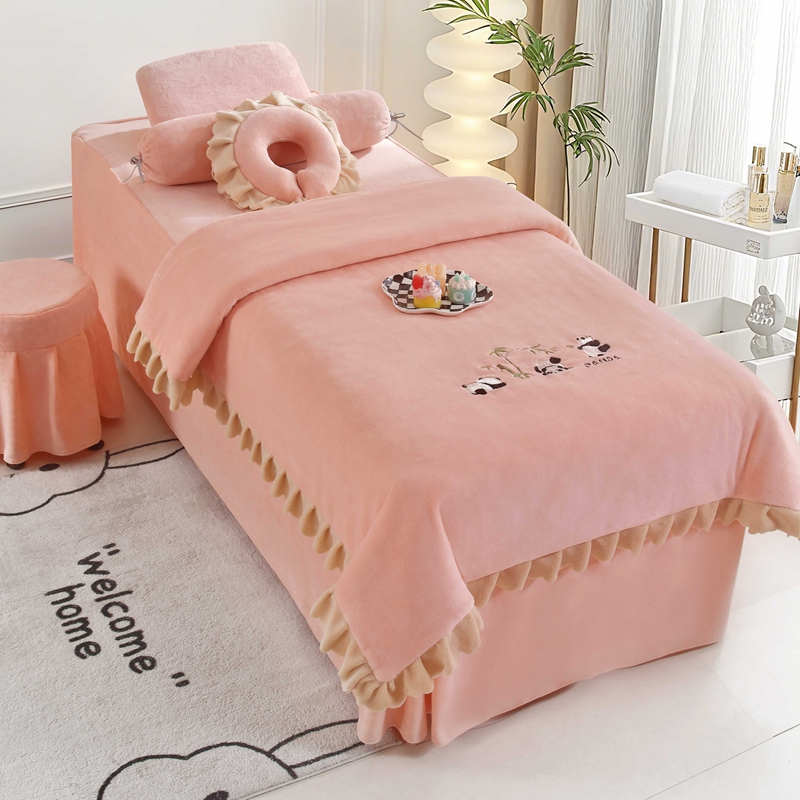 牛奶绒美容床罩四件套美容院专用带洞高端推拿理疗按摩冬季加厚