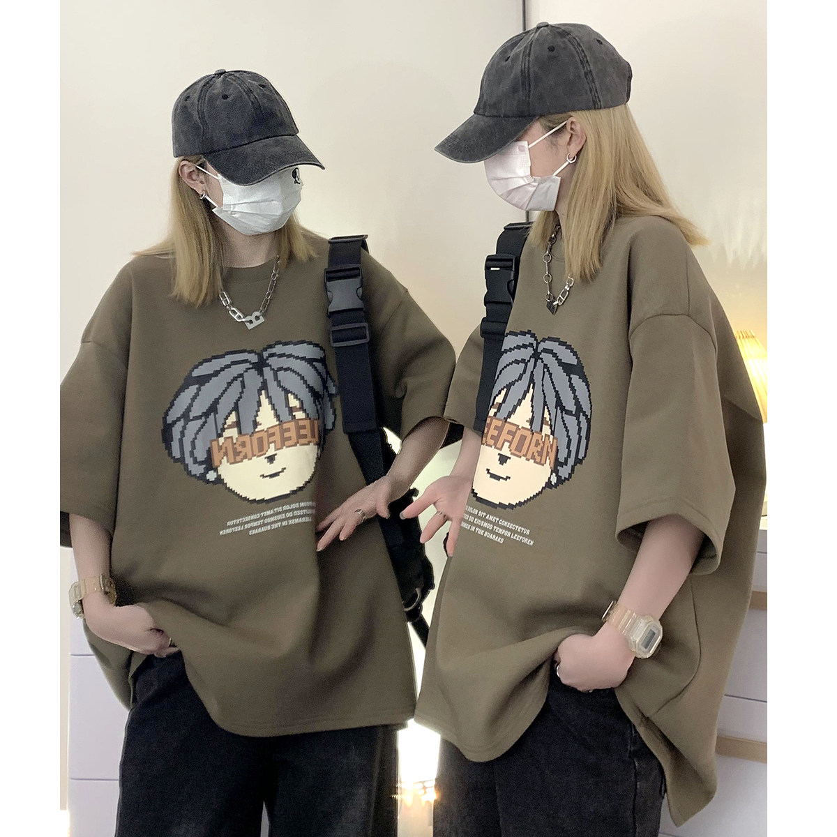 美式潮流短袖T恤男夏季宽松ins卡通印花百搭体恤C307-T98-P38,男装T恤,电商C307
