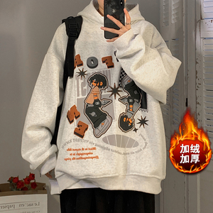 潮牌秋冬加绒加厚字母印花连帽卫衣男C307W027-P70图片