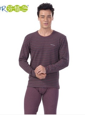 专柜正品 芬格兰 男士时尚舒绒色织套圆领套装内衣 82062