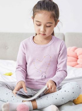 英博伦秋冬新款儿童舒绒内衣女童保暖秋衣秋裤套装 31188B