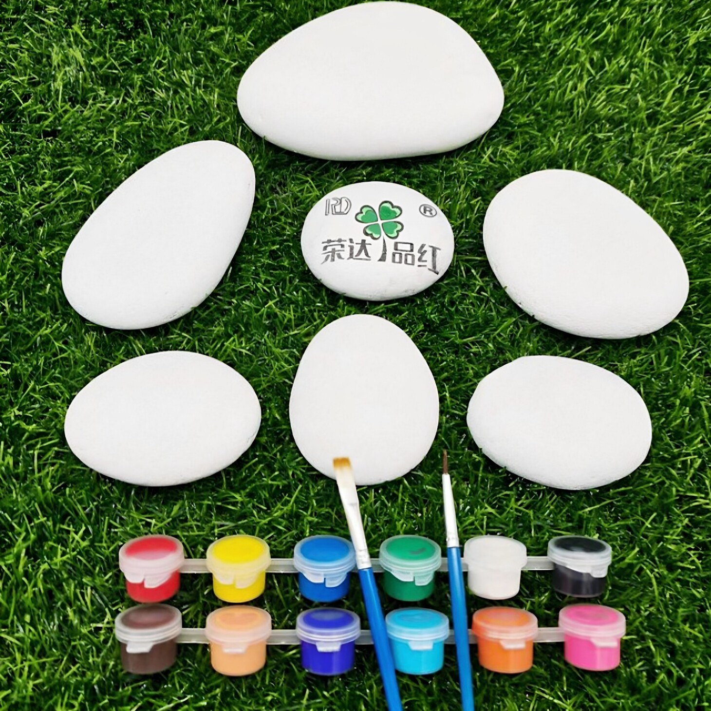 手绘石头画白色鹅卵石白石头涂白底的手绘diy幼儿园手工半成品